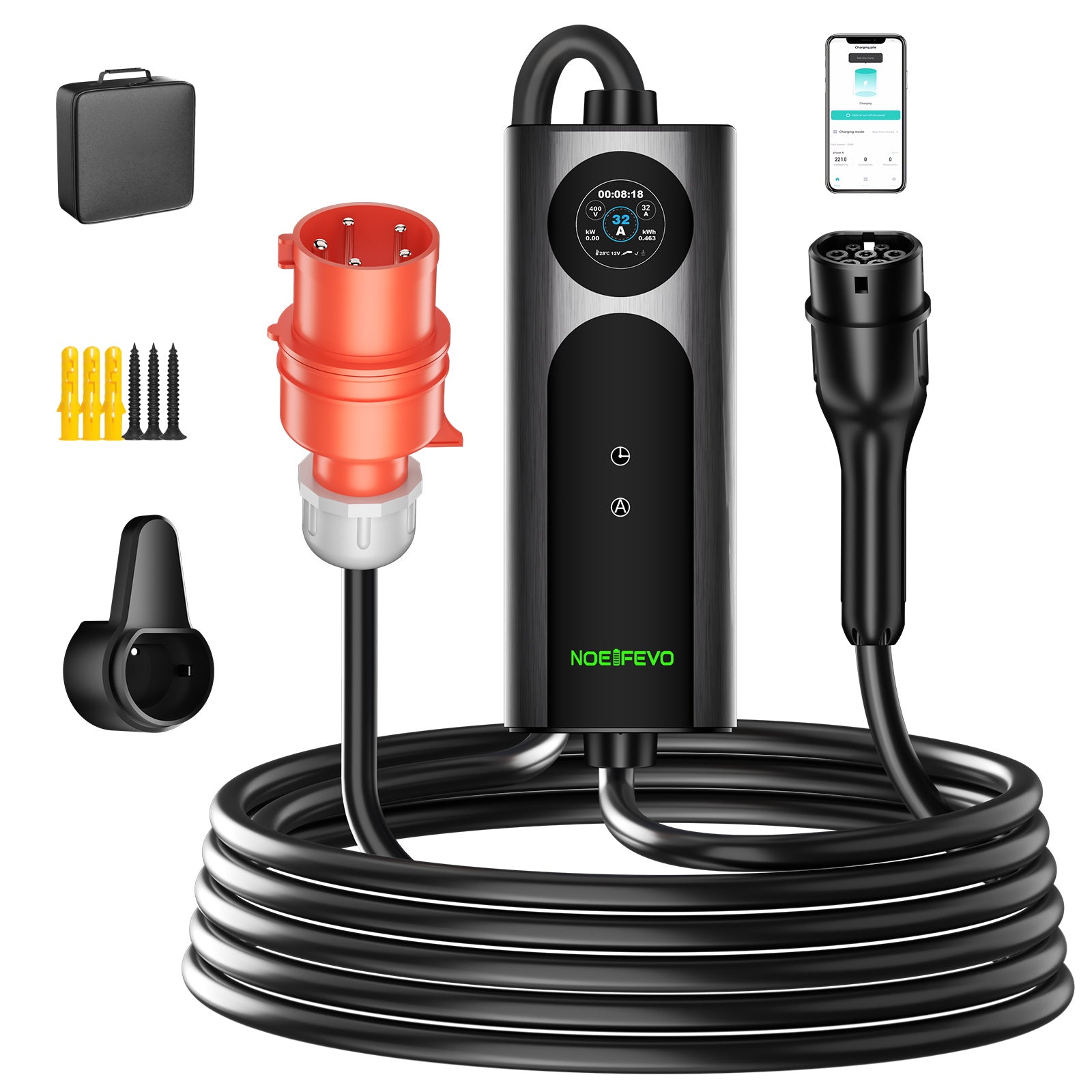 22KW 32A 3 Faza Skrzynka ścienna EV, Type 2 Szybka ładowarka dla pojazdów elektrycznych, CEE 32A