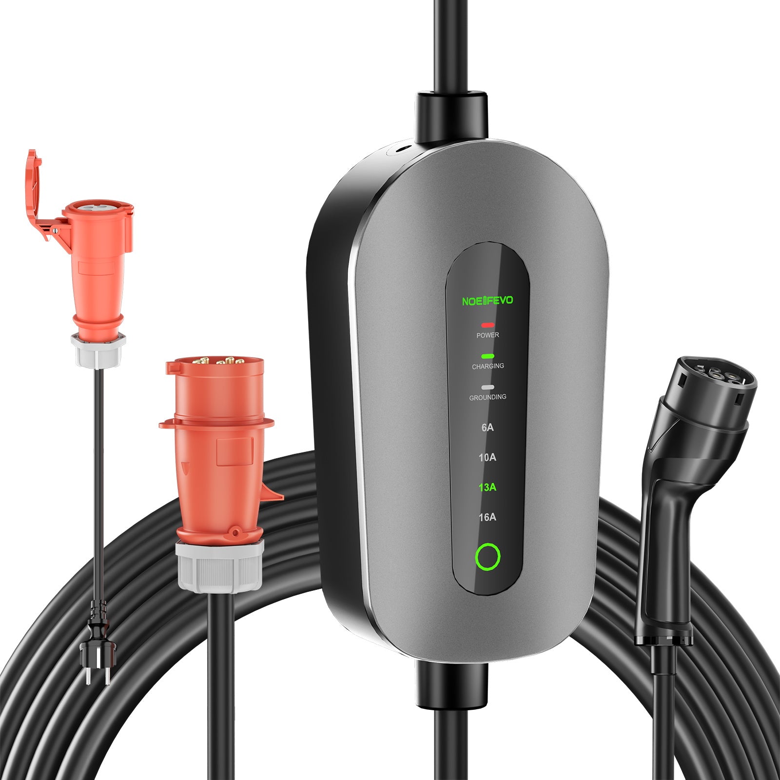 NOEIFEVO F095-3 Tipo 2 para CEE16A EV cabo de carregamento para veículo elétrico, 11KW wallbox 6A a 16A corrente ajustável, 3m/5m/10m
​