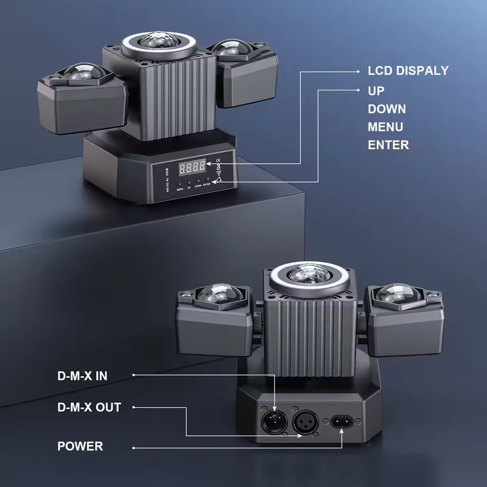 65W Disco PartyLicht, zweiarmer RGBW 4-in-1 LED-Effektstrahler mit Fernbedienung, Bühnenlicht effekt-Projektor für DJ-Partys, Konzerte, Hochzeiten und Theater