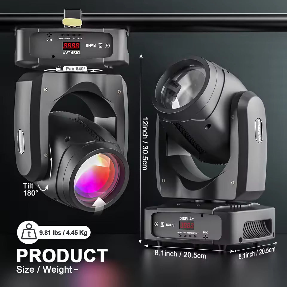 200W LED Beam -moving head -valo, 18 prismaa sisältävä väriprojektori näyttämövalaistukseen, tehosteprojektori baareihin, syntymäpäiväjuhliin, klubeille, KTV:hen, konsertteihin ja teattereihin