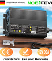 Noeifevo 12V 12.8V 30A Lithium LiFePO4 מטען סוללה, מתח טעינה 14.6V, 0V BMS הפעלה, כיבוי אוטומטי, בית אלומיניום