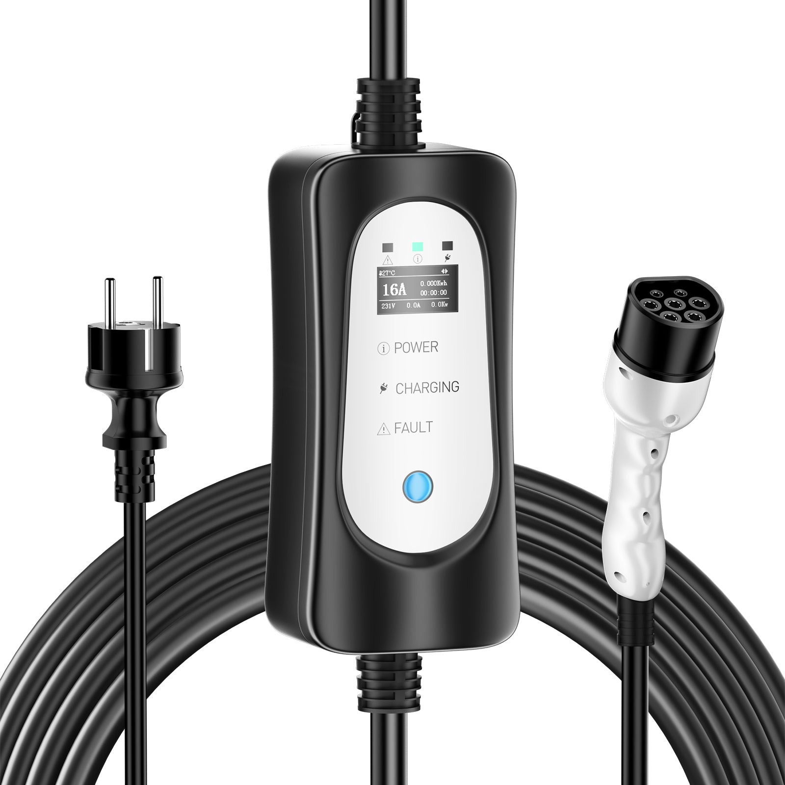 Portable Type2 3.7KW 16A EV Charger, 5 Meters Mobile EV Charging Cable with Schuko