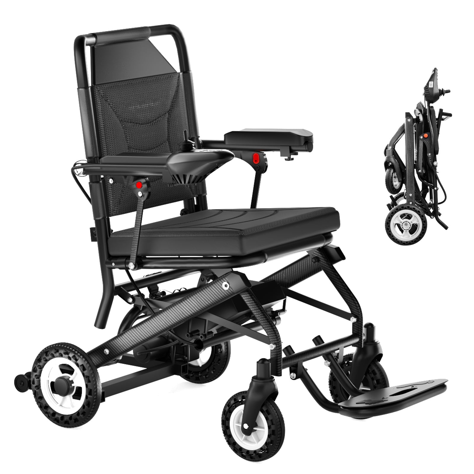 Elektrorollstuhl – 13.6kg,400W Motor, abnehmbarer Lithium-Akku, elektromagnetische Bremse, 100kg Tragkraft,Leicht Rollstuhl Elektrisch Faltbar ideal für Reisen & Alltag