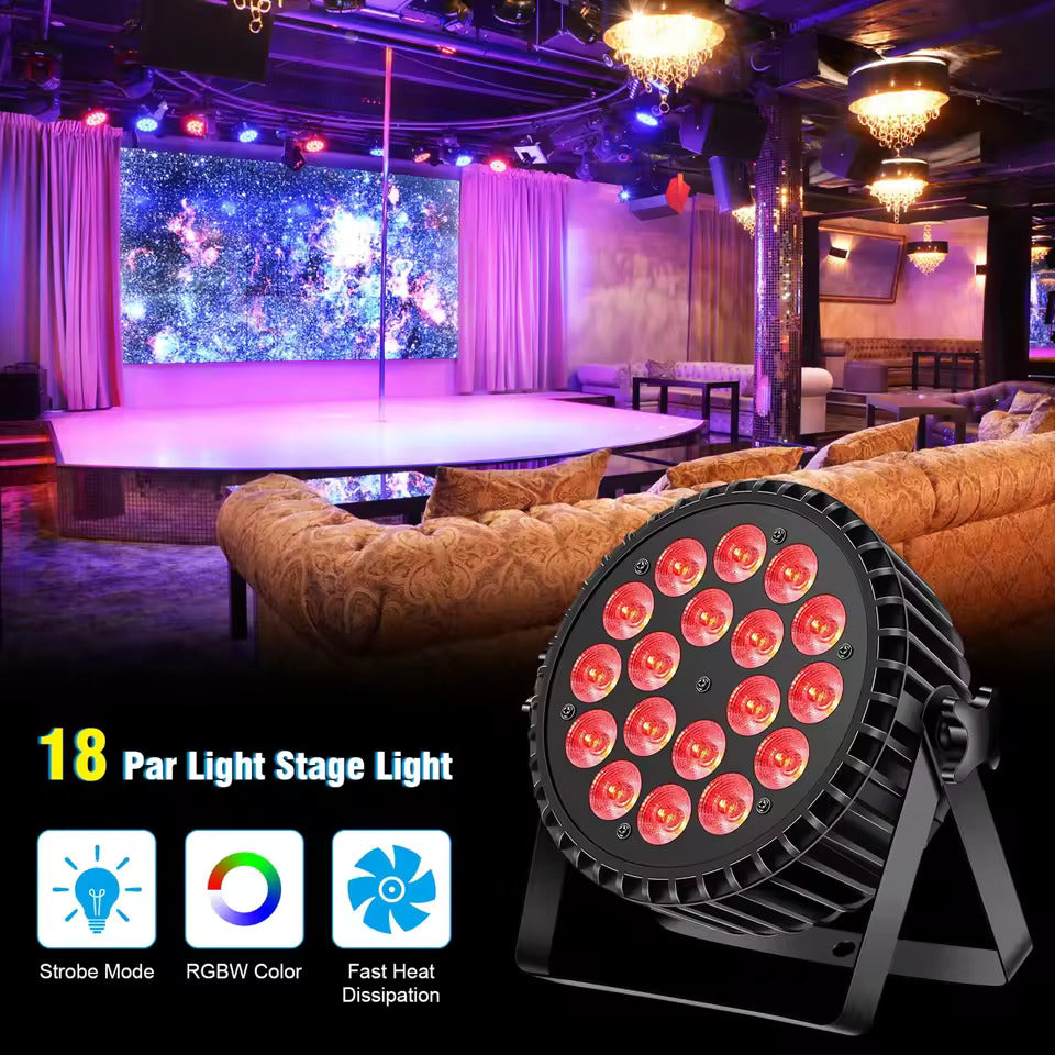 4 Stück LED-Partylicht, 200W 4-in-1 RGBW DMX-Bühnen-Flachstrahler, Effektlicht für DJ, Disco, Party, Urlaub, Bar, Hochzeit und Shows