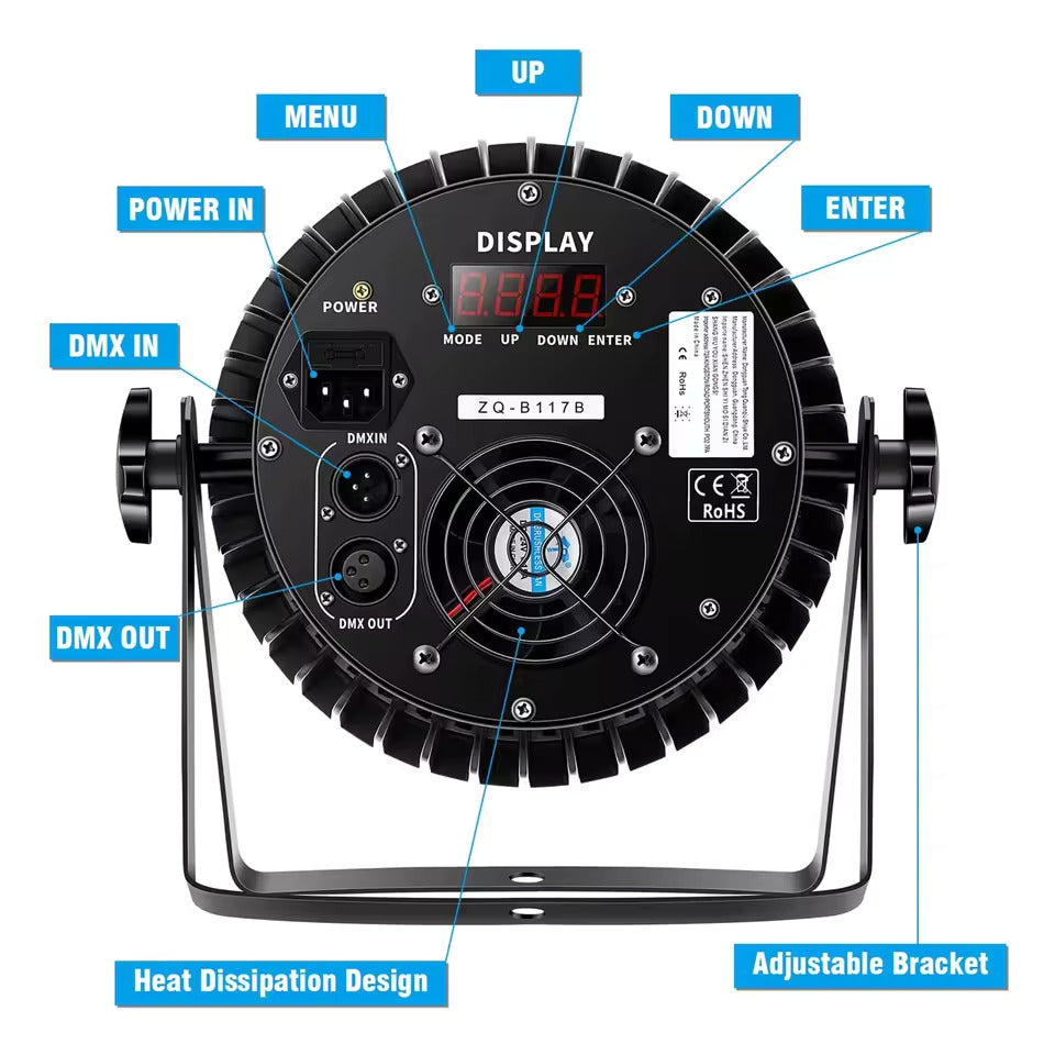 4 Stück LED-Partylicht, 200W 4-in-1 RGBW DMX-Bühnen-Flachstrahler, Effektlicht für DJ, Disco, Party, Urlaub, Bar, Hochzeit und Shows