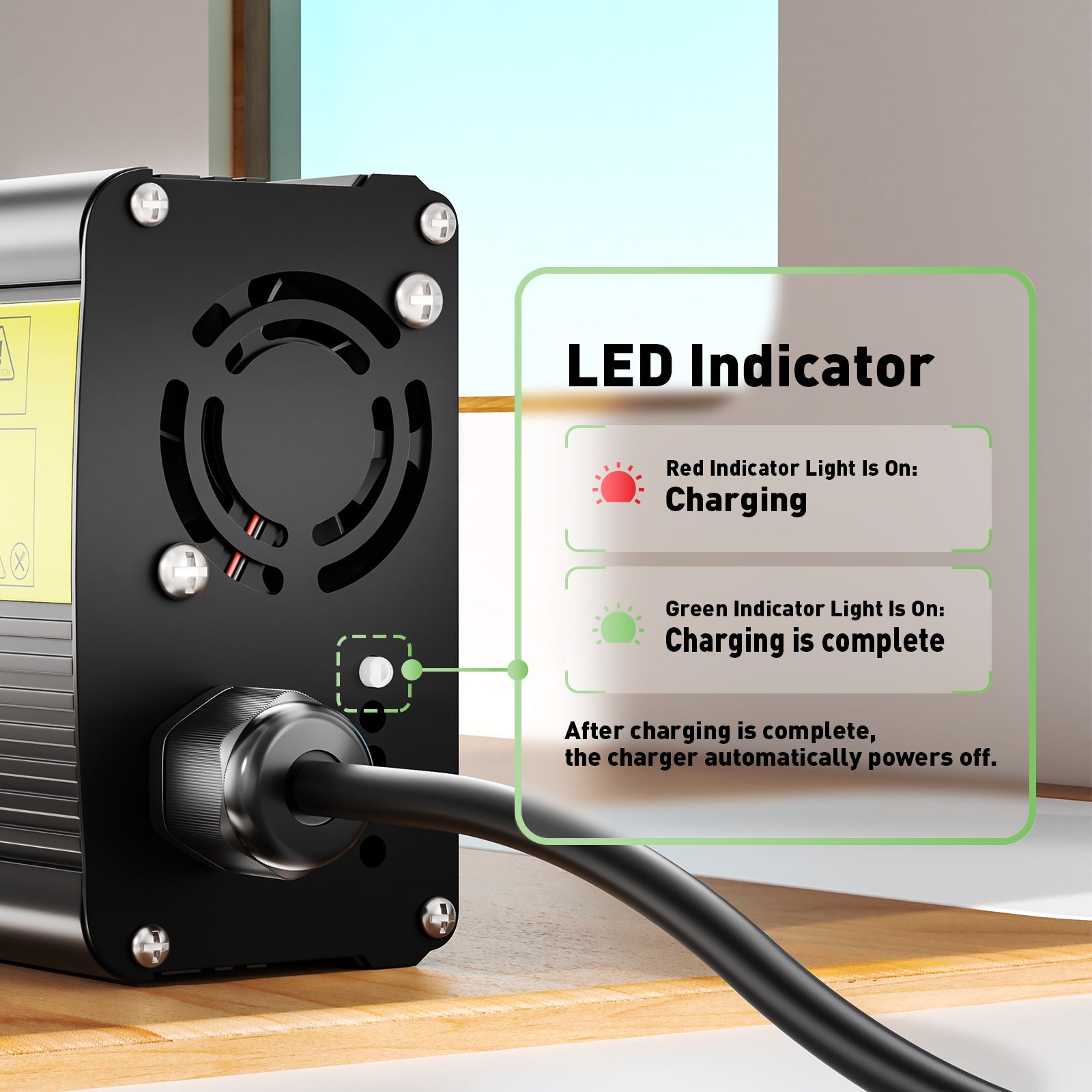 NOEIFEVO 8.4V 12A Lithium-žárovka pro 7.4V 2S Lithium baterii, E-kolo, elektrický skútr, motocyklová nabíječka.