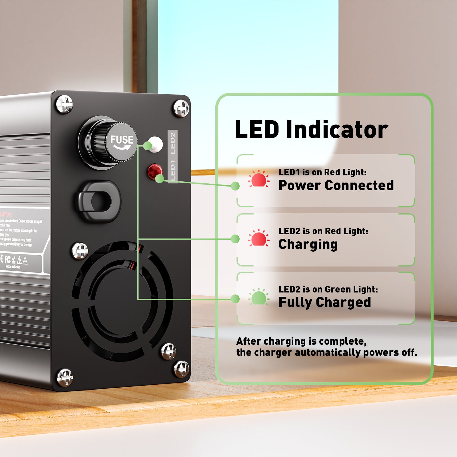 NOEIFEVO 54,6 V 5A litio de Cargador  para batería de scooter 13S 48V Ebike, carcasa de aluminio, ventilador