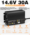 Noeifevo 12V 12.8V 30A Lithium LiFePO4 מטען סוללה, מתח טעינה 14.6V, 0V BMS הפעלה, כיבוי אוטומטי, בית אלומיניום