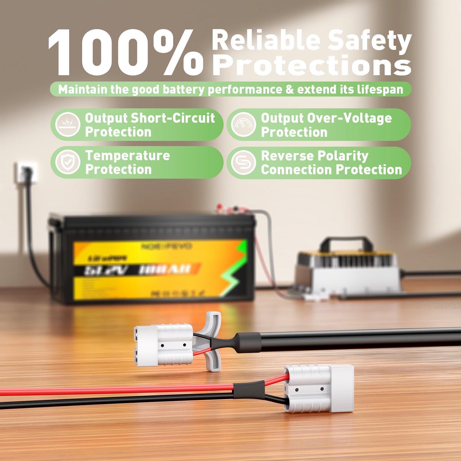  NOEIFEVO 58,4 V 50 A LiFePO4 Caricabatterie per batteria LiFePO4 51,2 V (48 V) 16S, impermeabile, 0 V BMS attivato