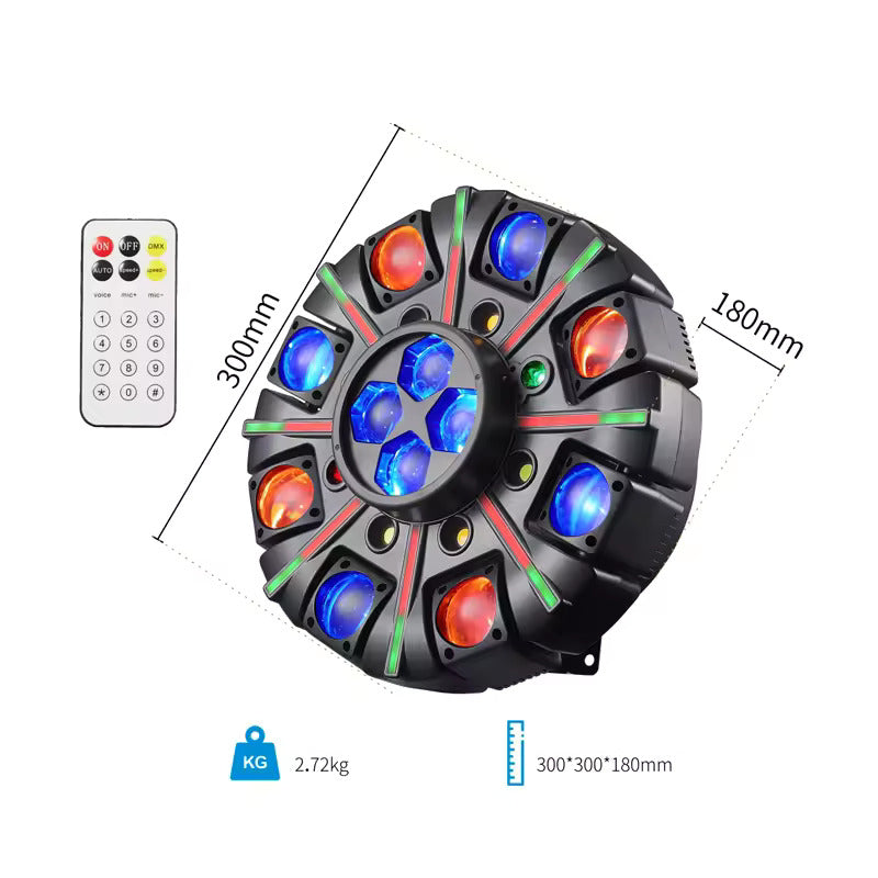 180W 8-Arm-Beam-Partylicht Bühnenbeleuchtung, 4-in-1 RGBW LED-Effektleuchte DMX512 für DJ, Disco-Party, KTV, Konzert, Nachtclub