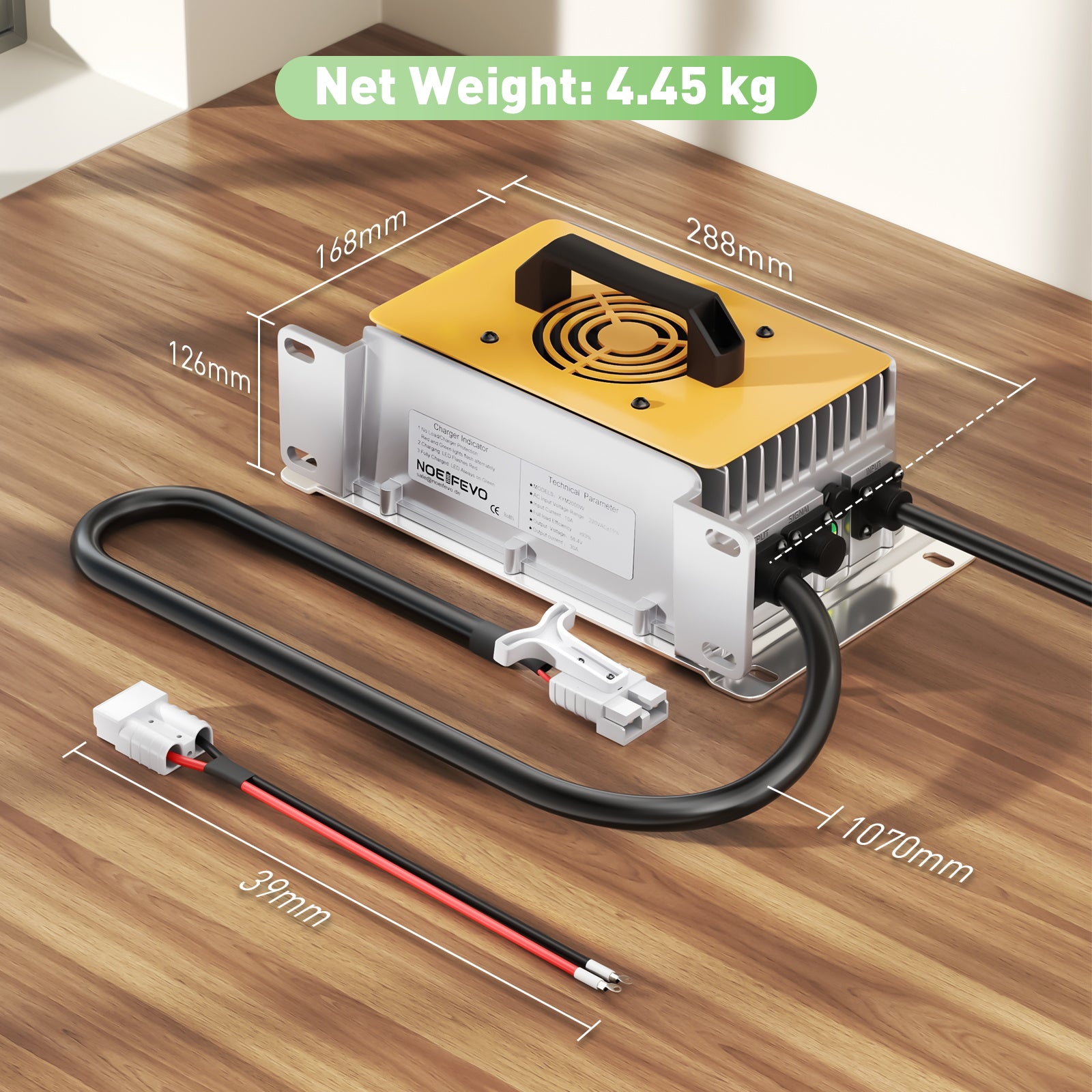 NOEIFEVO 58.4V 30A LiFePO4 batterioplader til 51.2V(48V) 16S LiFePO4 batteri, vandtæt, 0V BMS aktiveret