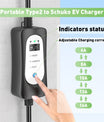 Portable Type2 3.7KW 16A EV Charger, 5 Meters Mobile EV Charging Cable with Schuko