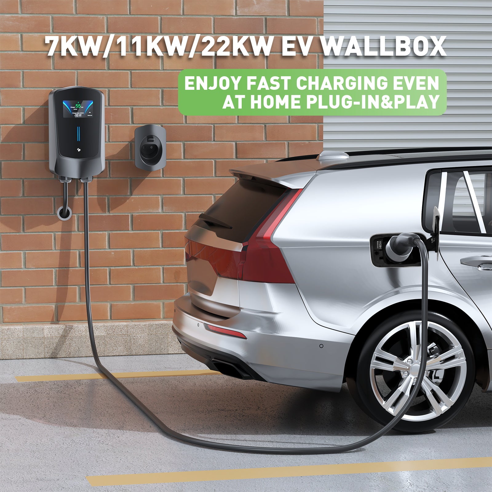 Noeifevo Q6 7KW 11KW 22KW EV Wallboxin latausasema, 5M pikalatauskaapeli vedenpitävä, WiFi valinnainen
​