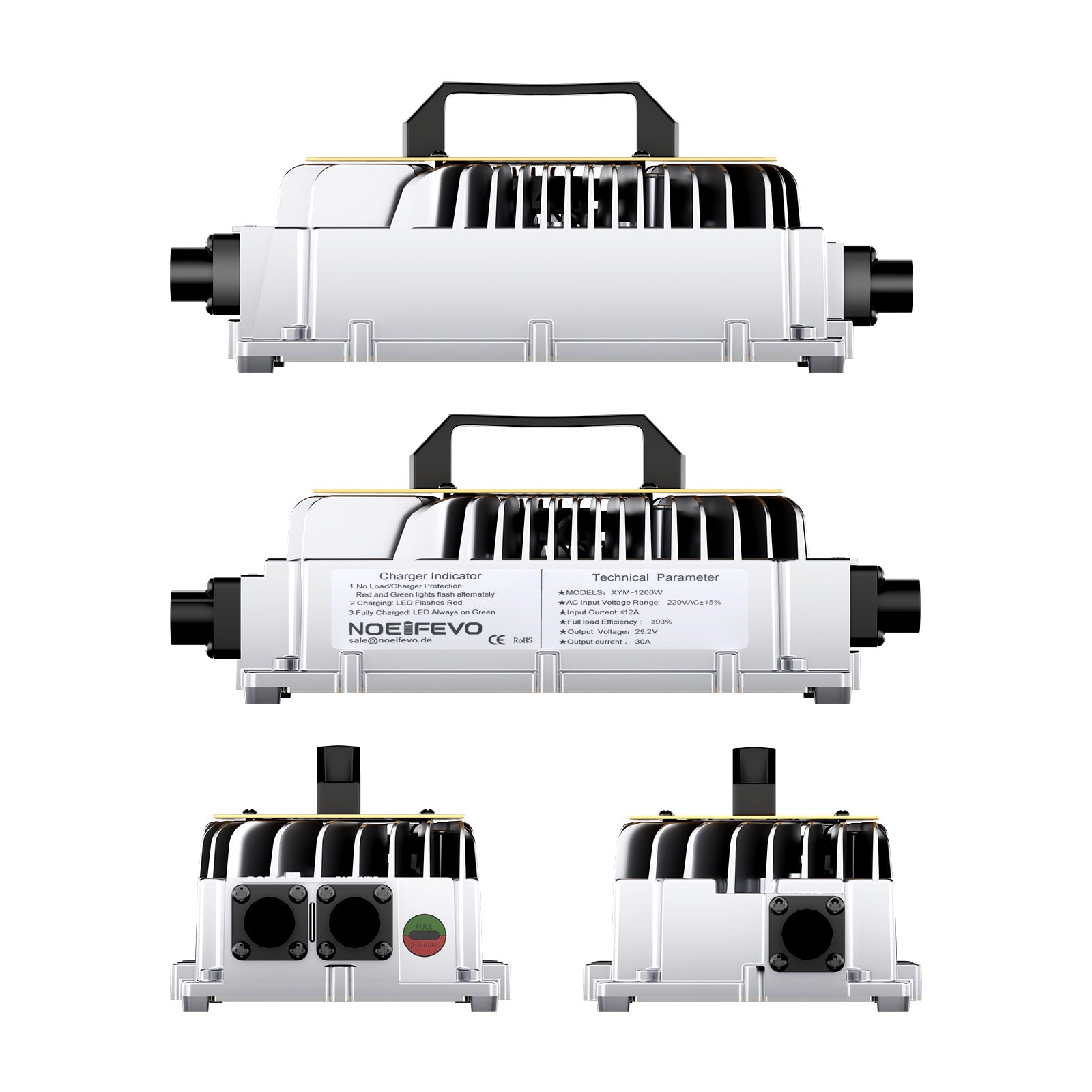 Noeifevo 29.2V 30A LiFePO4 Batterie Ladegerät für 24V 25.6V Lithium Akku, Wasserdicht, 0V BMS-Aktivierung, automatische Abschaltung