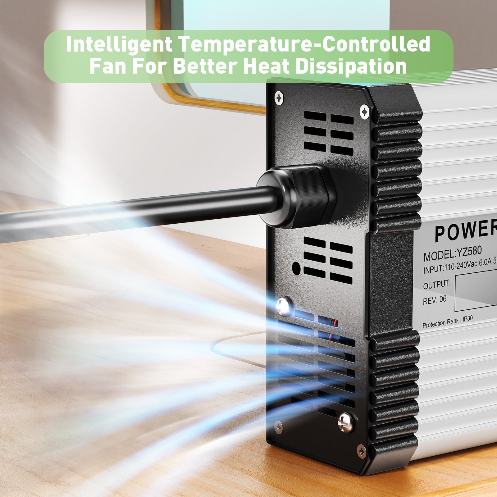 NOEIFEVO Caricabatterie per batteria al litio 58.8V 8A per batteria al litio 14S 48V 51.8V, con ventola di raffreddamento, spegnimento automatico