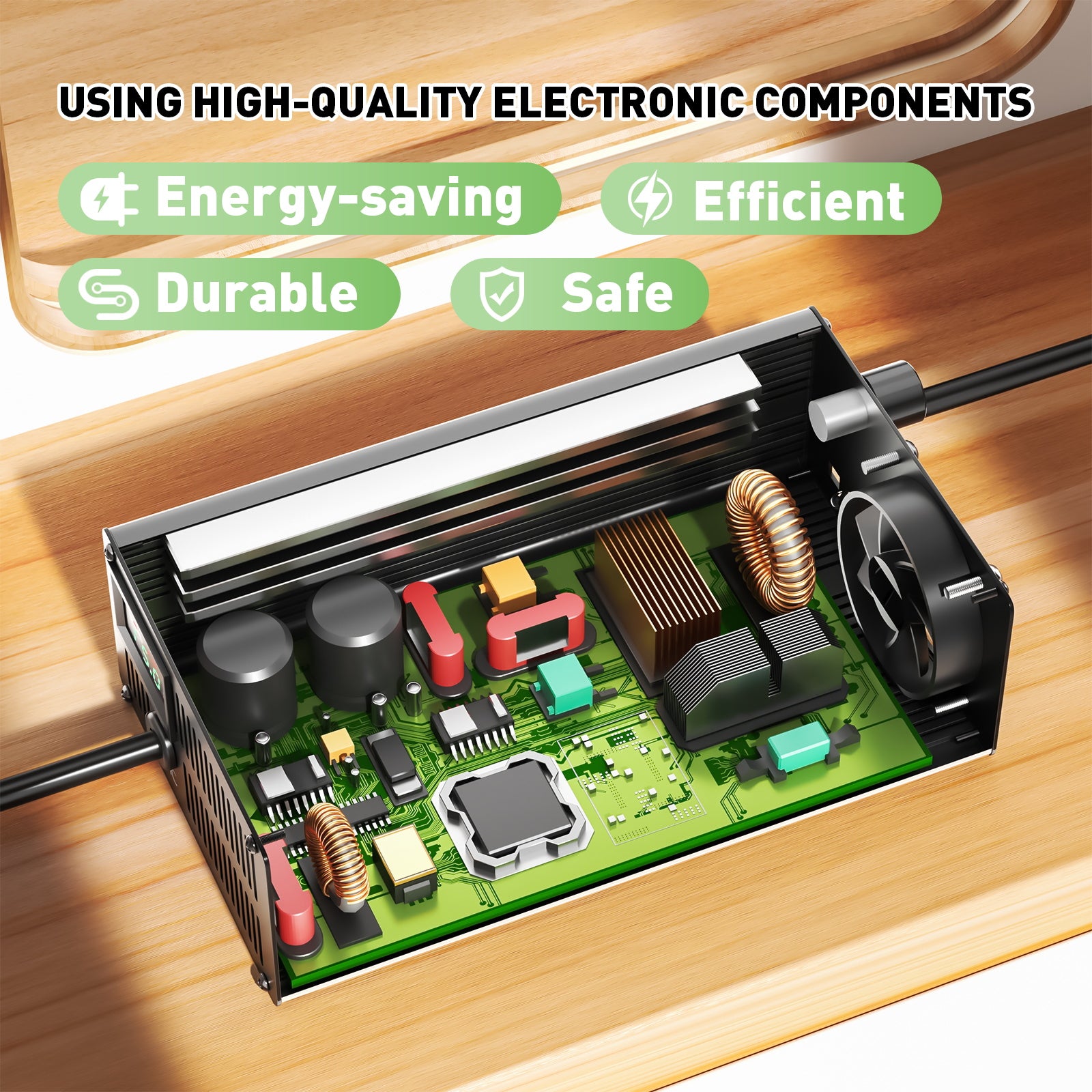 NOEIFEVO 48V 14S 51V 52V Lithium-Batterieladegerät, Ausgangsspannung 58.8V, Stromeinstellung 1–15A, langsames Laden und schnelles Laden (MLC1300)