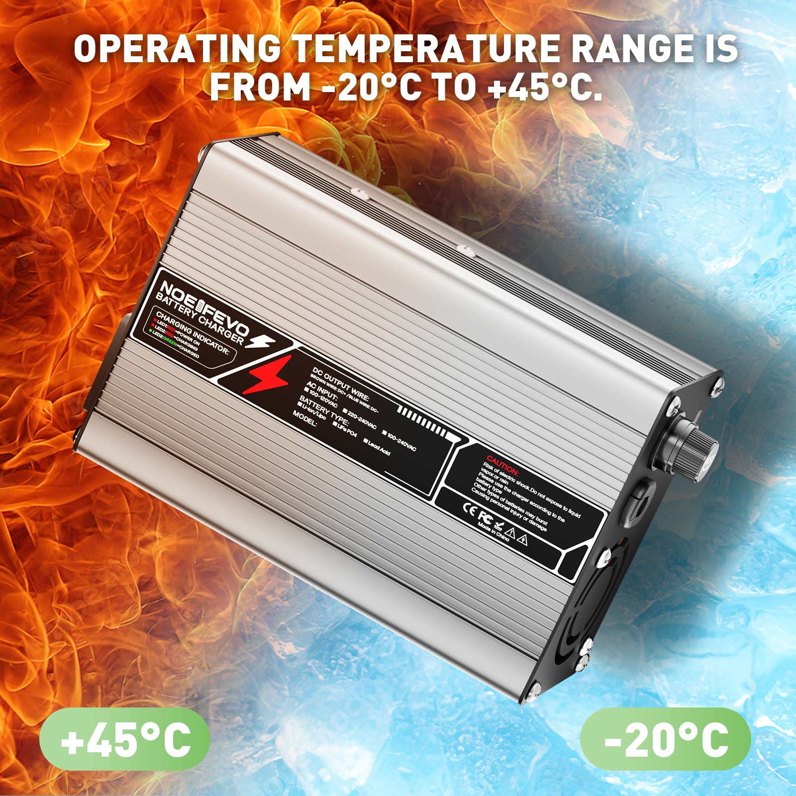 NOEIFEVO 33,6V 2A 3A 4A 5A Lithium-oplader til 8S 29,6V Li-Ion Lipo-batterier, med køleventilator, automatisk slukning