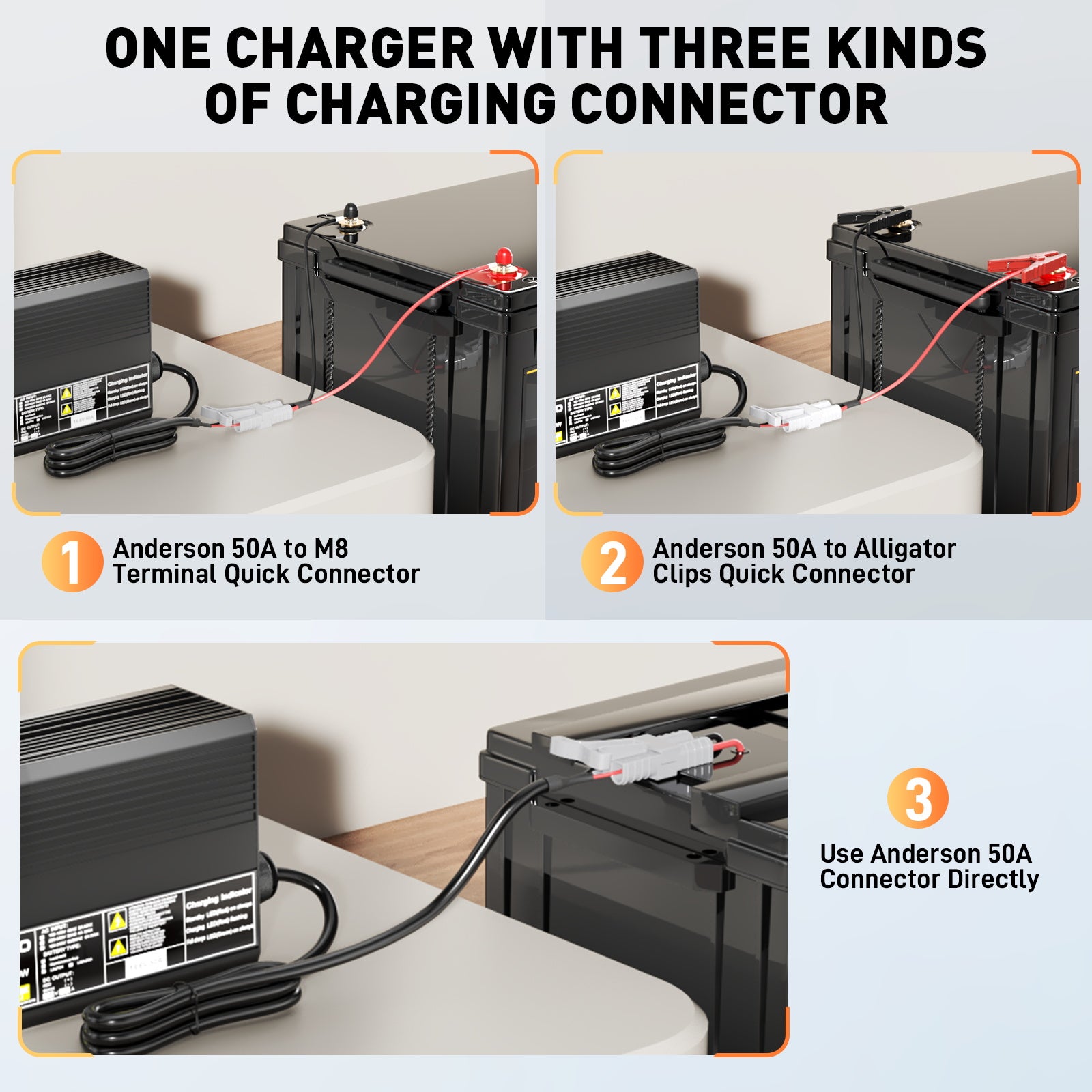 LiFePO4 rápido Noeifevo de 14,6 V y 50A litio de batería de Cargador para batería LiFePO4 de 12 V (12,8 V), activación de BMS de 0 V, apagado automático con protección total