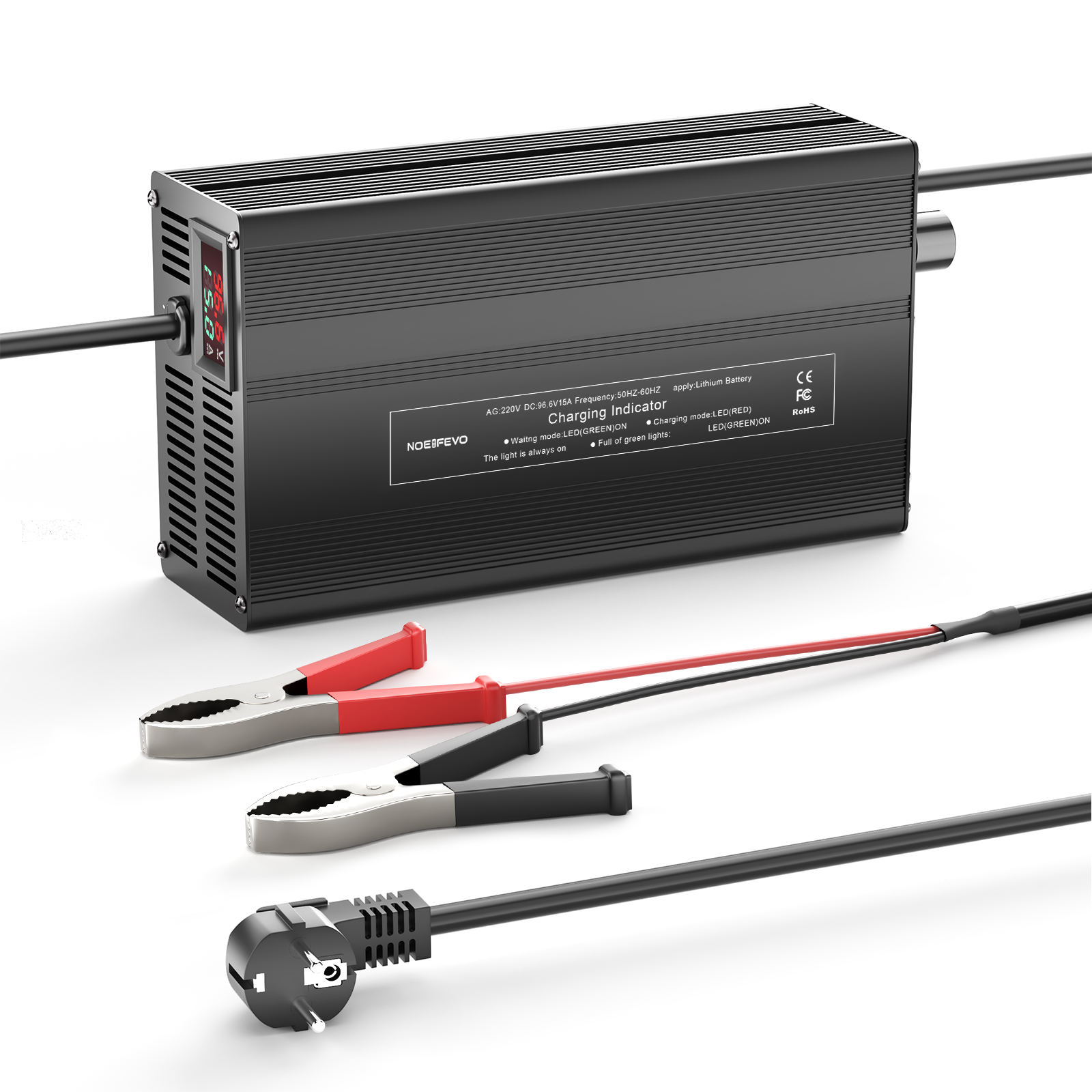 NOEIFEVO 96,6V 1A-15A Lithium-batterilader til 85,1V (84V) 23S Lithium-Li-Ion-Lipo-batteri, LCD-display, justerbar strøm