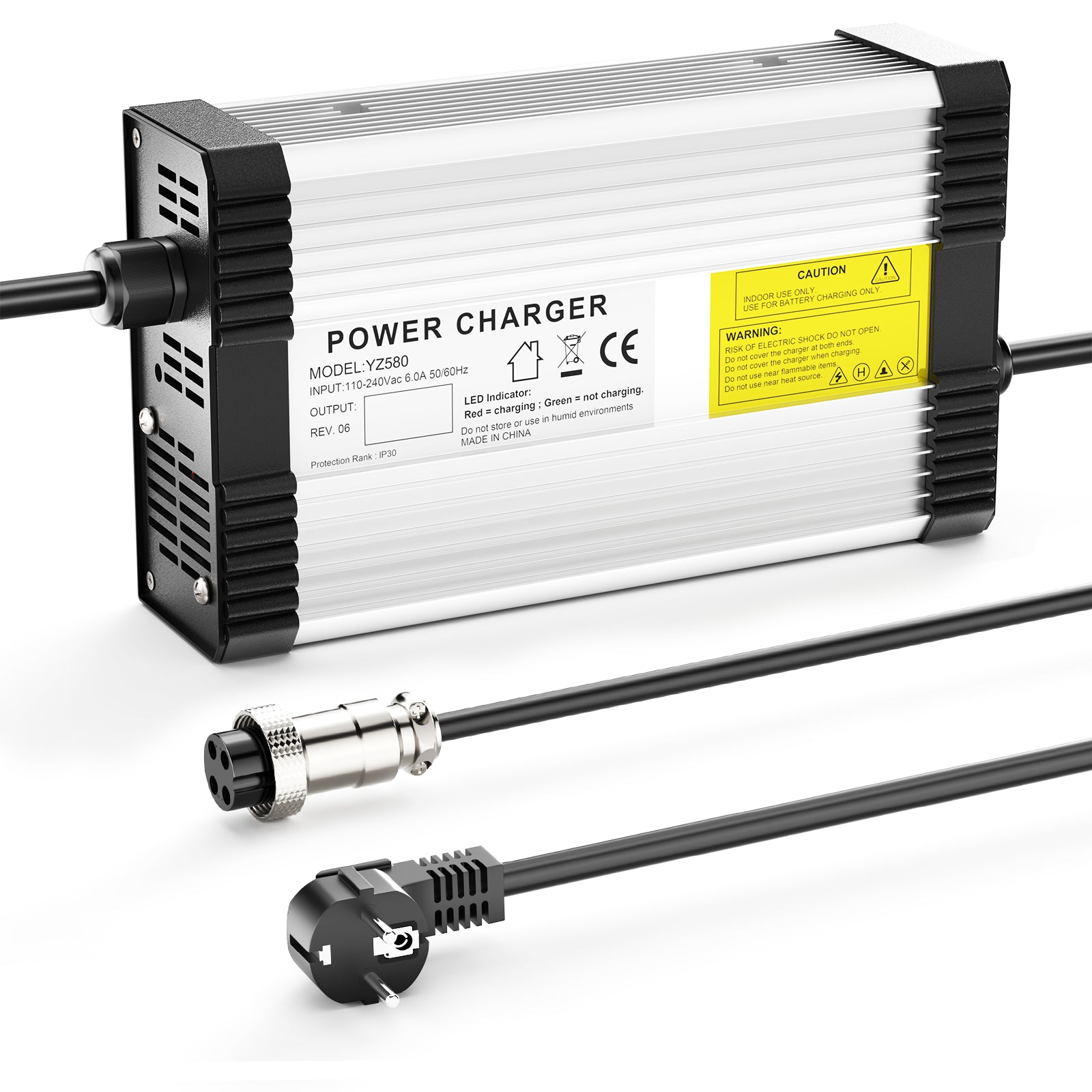 NOEIFEVO 33,6V 12A Lithium-batterilader til 8S 29,6V 30V Lithium-batteri, med køleventilator, automatisk slukning.