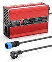 NOEIFEVO 54.6V 2A 2.5A 3A Caricabatterie al litio per batterie 13S 48.1V Li-Ion Lipo, con ventola di raffreddamento, spegnimento automatico (ROSSO)