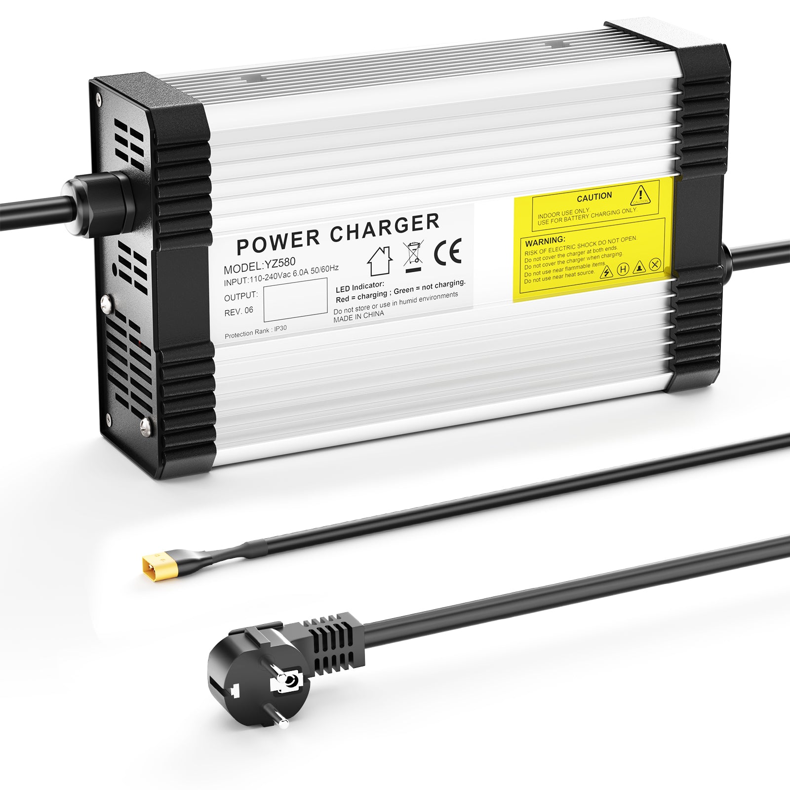 NOEIFEVO 33,6V 12A Lithium-batterilader til 8S 29,6V 30V Lithium-batteri, med køleventilator, automatisk slukning.