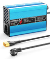 El cargador de batería de litio NOEIFEVO 54.6V 2A 2.5A 3A para baterías Li-Ion Lipo 13S 48.1V, con ventilador de refrigeración y apagado automático (AZUL).