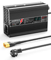 מטען ליתיום NOEIFEVO 33.6V 5A עבור סוללות Li-Ion Lipo 8S 29.6V, עם תצוגת LCD, מאוורר קירור, וכיבוי אוטומטי.