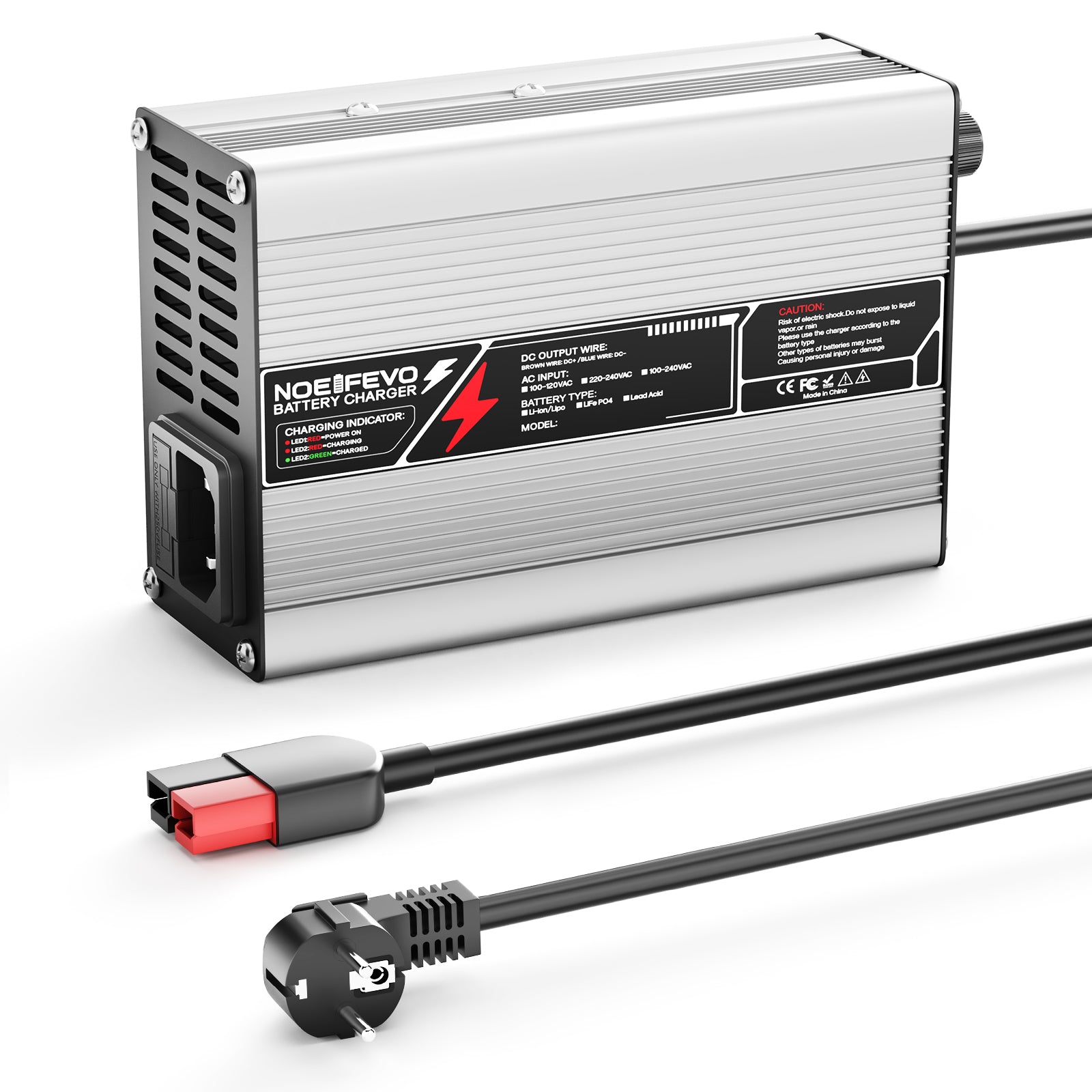 NOEIFEVO 12.6V 5A 6A 7A 8A 10A מטען ליתיום עבור סוללות Li-Ion Lipo 3S 11.1V, מאוורר קירור, כיבוי אוטומטי.