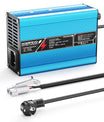 El cargador de batería de litio NOEIFEVO 54.6V 2A 2.5A 3A para baterías Li-Ion Lipo 13S 48.1V, con ventilador de refrigeración y apagado automático (AZUL).