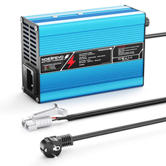 NOEIFEVO Carregador de Lítio 54.6V 2A 2.5A 3A para Baterias 13S 48.1V Li-Ion Lipo, com Ventilador de Resfriamento e Desligamento Automático (AZUL)