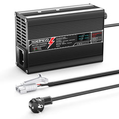 NOEIFEVO 50.4V 2.5A Lithium-batterilader til 12S 44.4V Li-Ion Lipo-batterier, med LCD-display, køleventilator og automatisk slukning