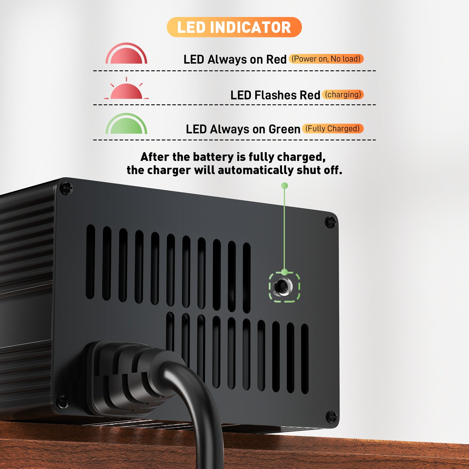 Noeifevo 14,6 V 20A LiFePO4  bateria de Carregador para bateria de lítio LiFePO4 de 12 V 12,8 V, ativação de 0 V BMS, desligamento automático, caixa de liga de alumínio
