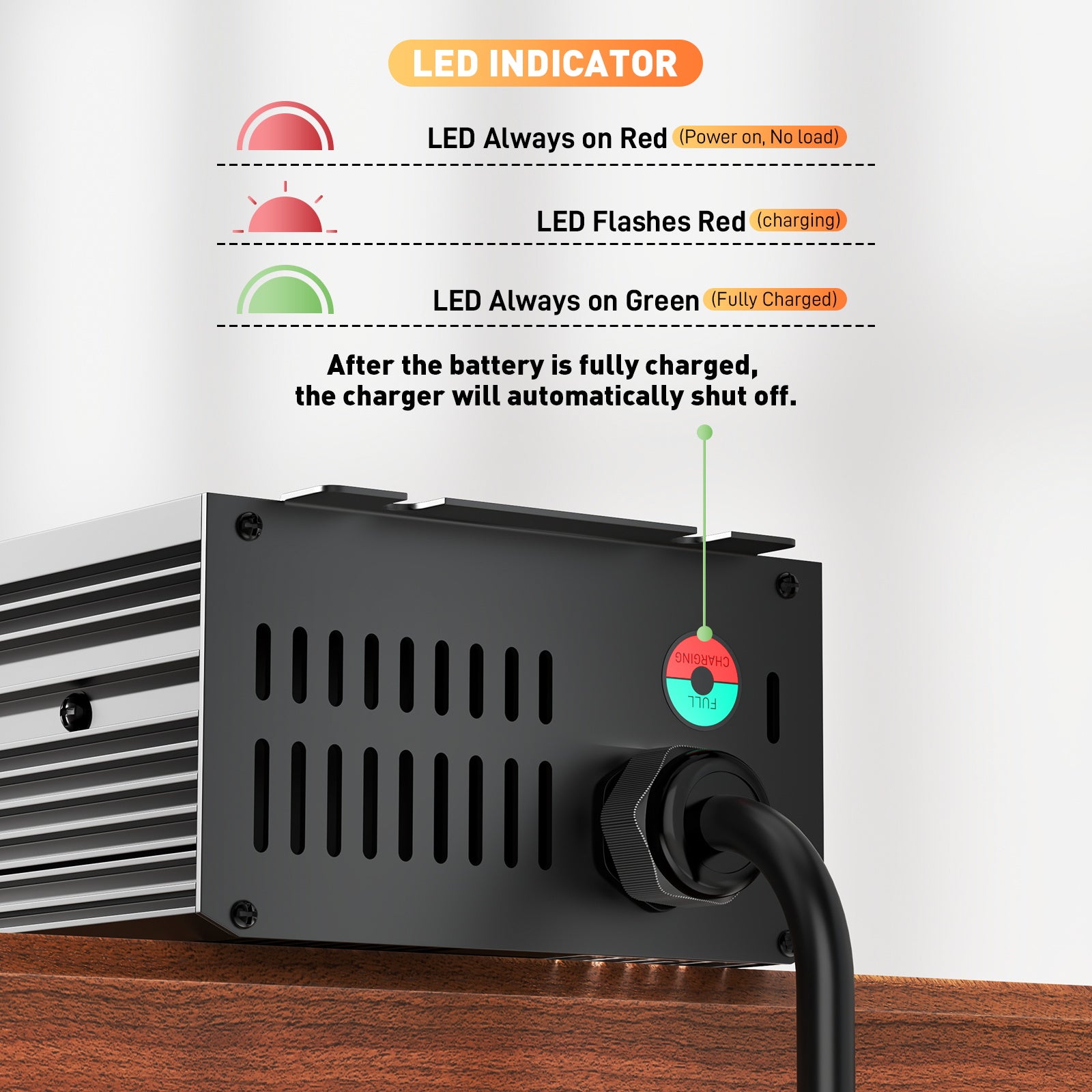 LiFePO4 rápido Noeifevo de 14,6 V y 50A litio de batería de Cargador para batería LiFePO4 de 12 V (12,8 V), activación de BMS de 0 V, apagado automático con protección total
