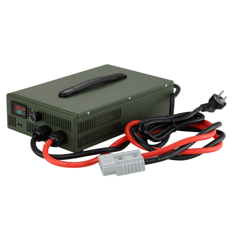 NOEIFEVO 12V 10A-100A Lithium LiFePO4 Batterioplader, Ladespænding 14,6V, LCD Display, Strøm Justerbar, Ventilator