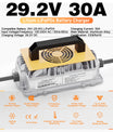 Noeifevo 29,2 V 30 A  LiFePO4 batería de Cargador para batería de litio de 24 V 25,6 V, resistente al agua, activación BMS de 0 V, apagado automático
