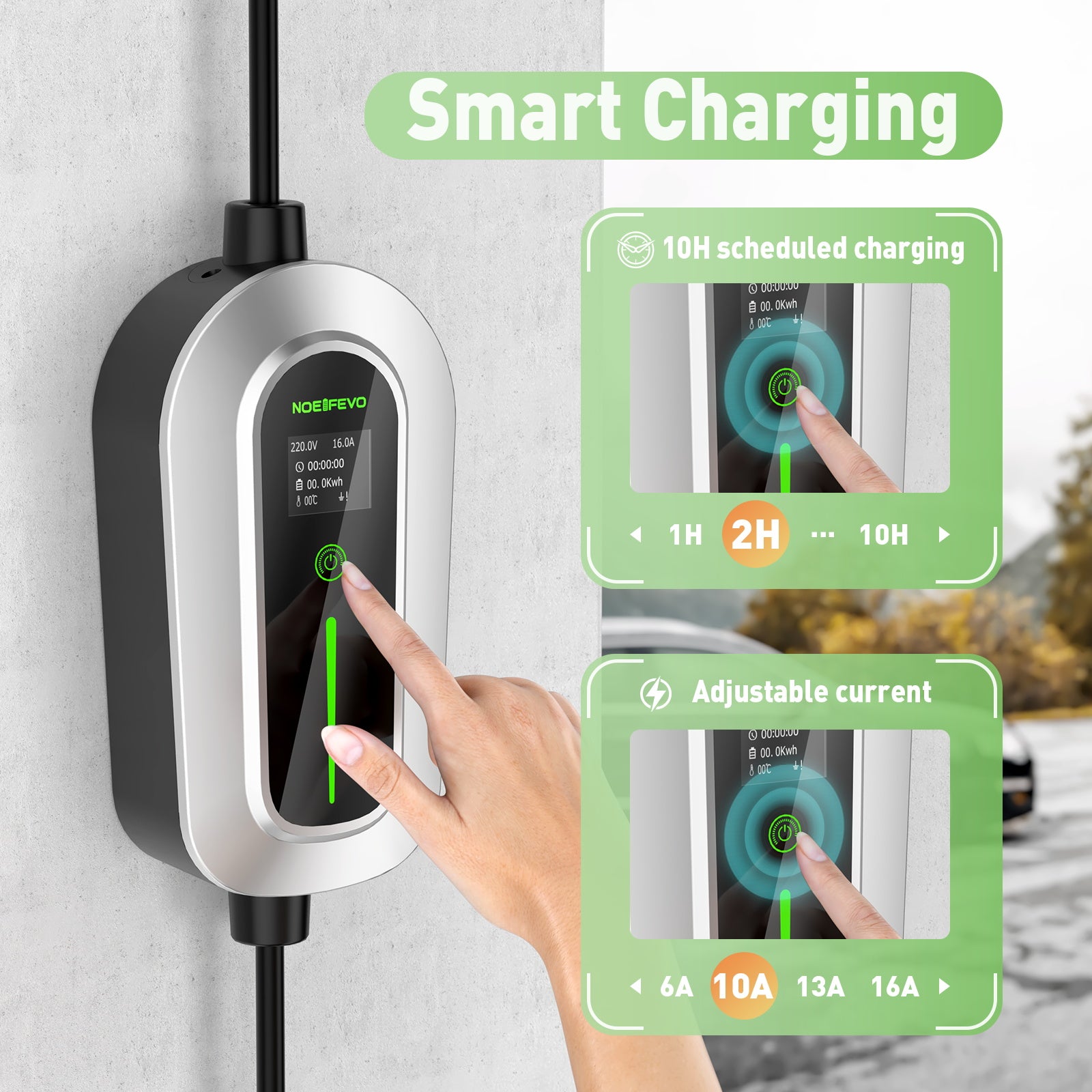 Stacja ładowania Noeifevo F094 EV, 11KW 16A 3-fazowa 3/5-metrowa mobilna ładowarka do pojazdów elektrycznych typu 2