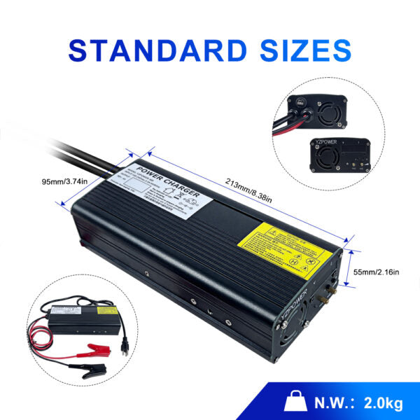 NOEIFEVO 54,6V 5A litowa Ładowarka do akumulatora 13S 48V, wyświetlacz LED, obudowa aluminiowa, wentylator