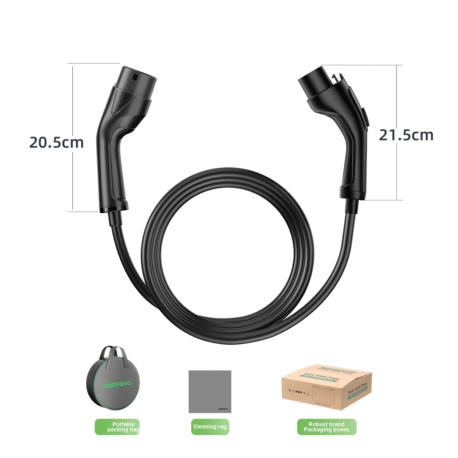 NOEIFEVO Type2 de 5m/10m  EV carga de extensión de Cable  para estación de carga/wallbox, 3,5 KW/7KW/11KW/22KW