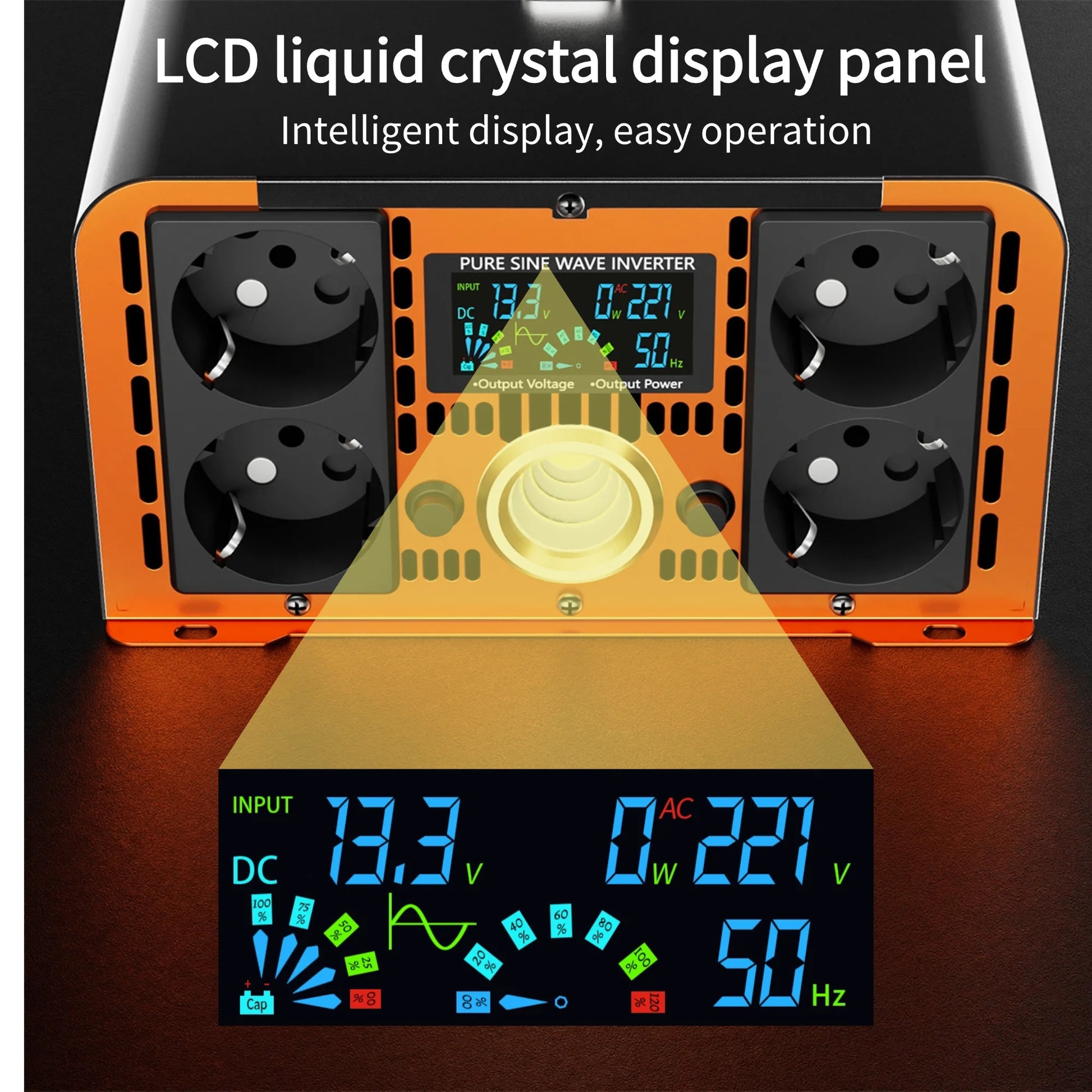 Inversor de 5000W a 12000W de onda sinusoidal pura, convertidor de voltaje de 12V/24V/48V/60V/72V/96V a 230V, con pantalla LCD de voltaje