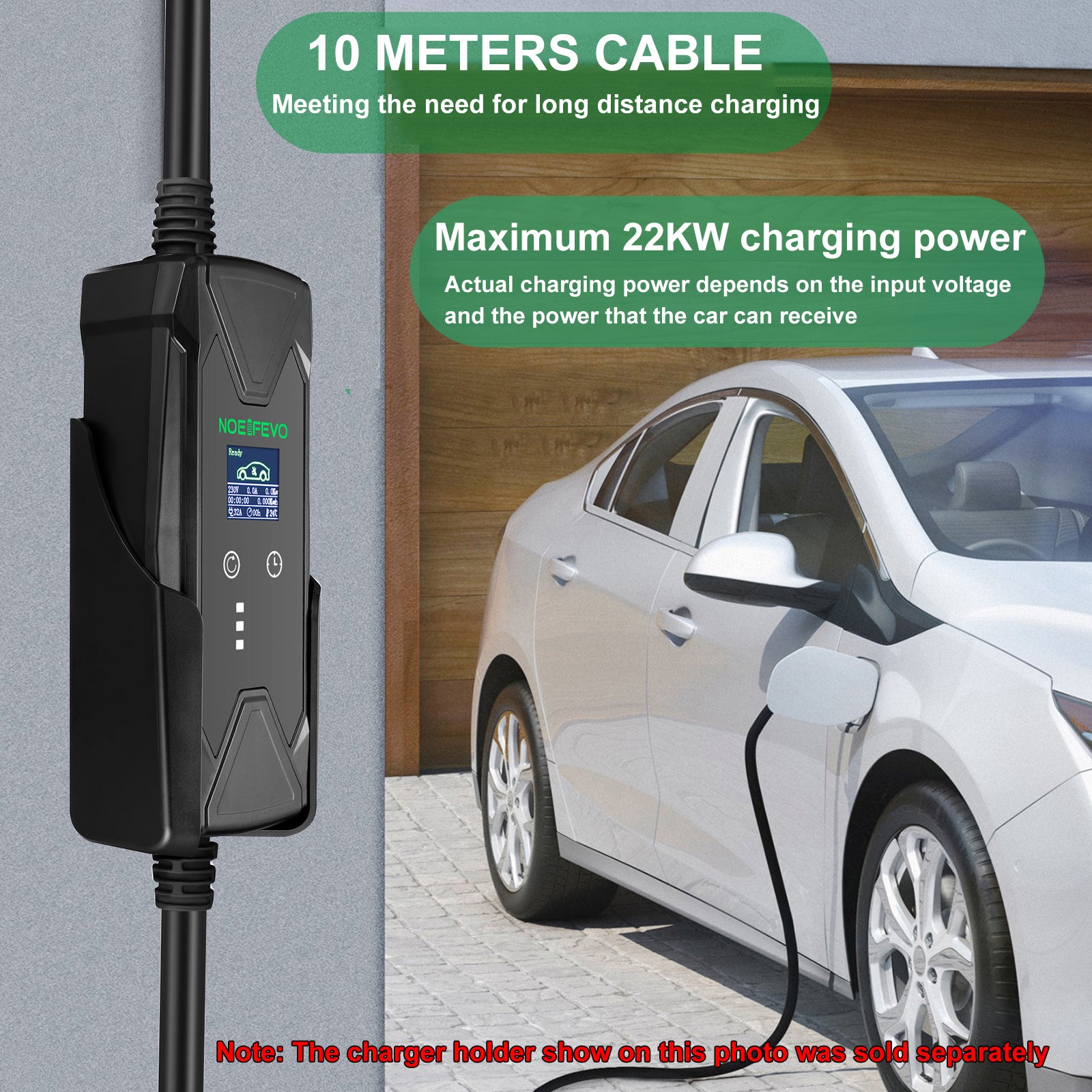 22KW 32A 3 Phase Typ 2 EV Wallbox mit 10 Meter Kabel, Schnellladegerät für Elektrofahrzeuge, CEE 32A Stecker