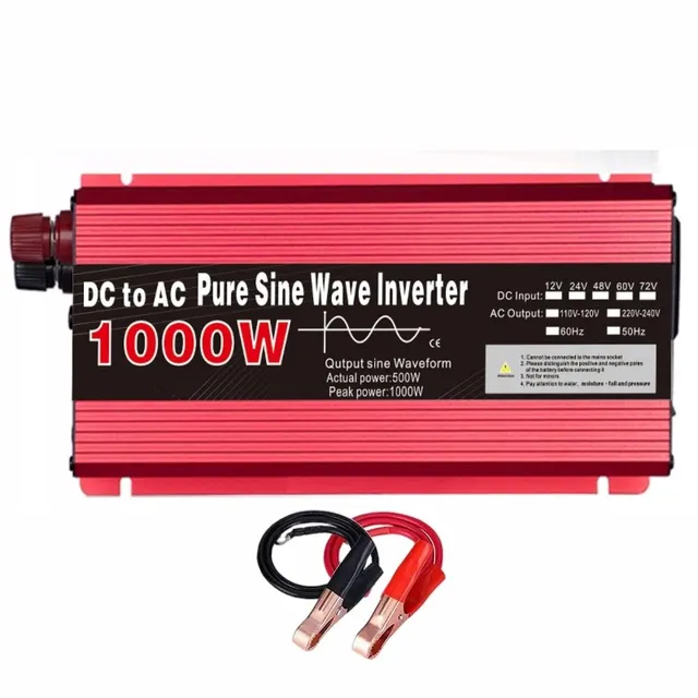 Inverter 12 V til 220 V, 1000 W til 3000 W DC-AC-inverter med EU-stik til biler, lastbiler, camping og husholdningsapparater