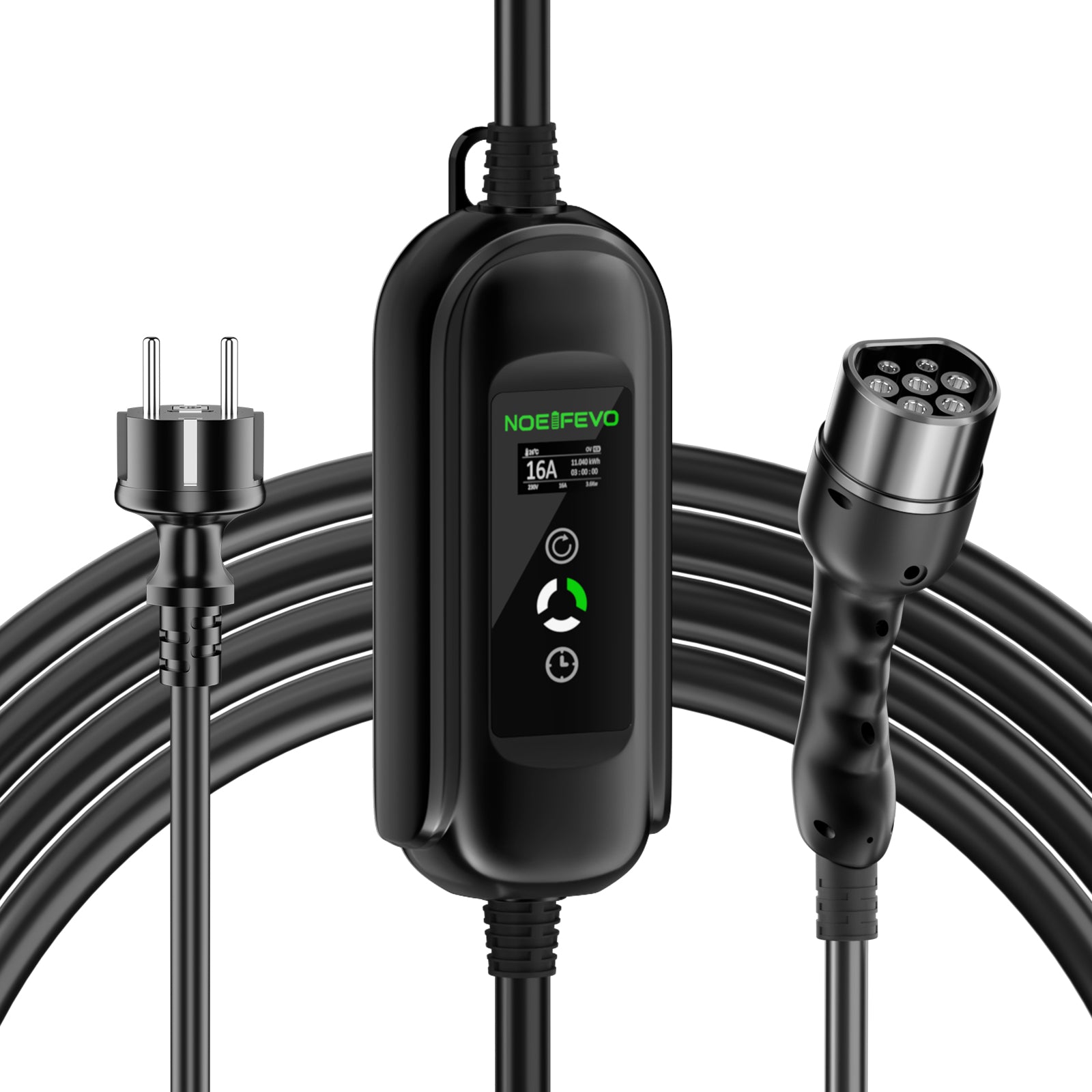 Noeifevo Portátil Tipo 2/Tipo 1 3.7KW 16A EV Cargador,  5m/10m/15m móvil EV Cable de carga con Schuko