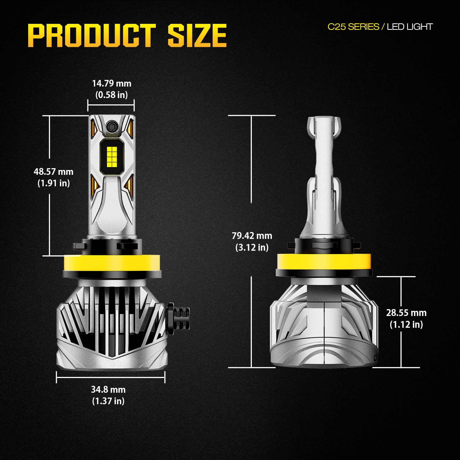 NOEIFEVO H11 Auto Hovedlygtepære, 30.000 Lumen, 130W, 6500K Hvid, IP68 Vandtæt, 100.000 Timers Levetid, Lav- og Fjernlys