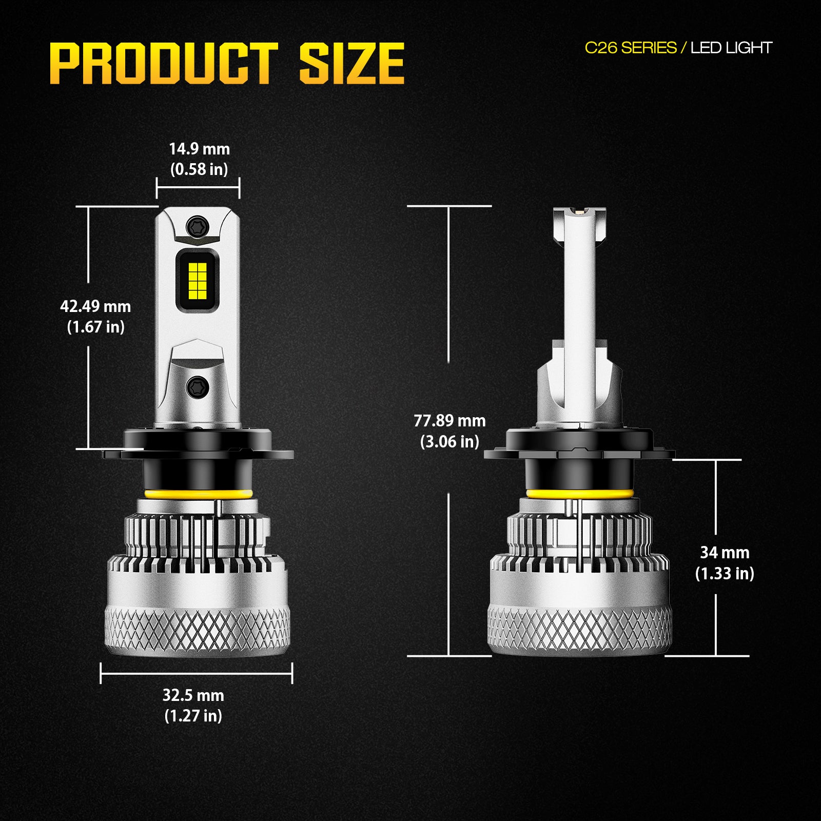 NOEIFEVO H7 Auto Koplamp, 40.000 Lumen, 200W, 6500K Wit, IP68 Waterdicht, 100.000 Uur Levensduur, Dim- en Grootlicht.