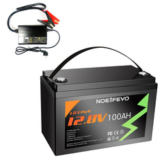 NOEIFEVO 12.8V 100Ah LiFePO4 Lithium Battery, Fully charged in 2 hours with 14.6V 50A charger, 4000+ charge cycles, , perfect as power source for motorhome, boat.