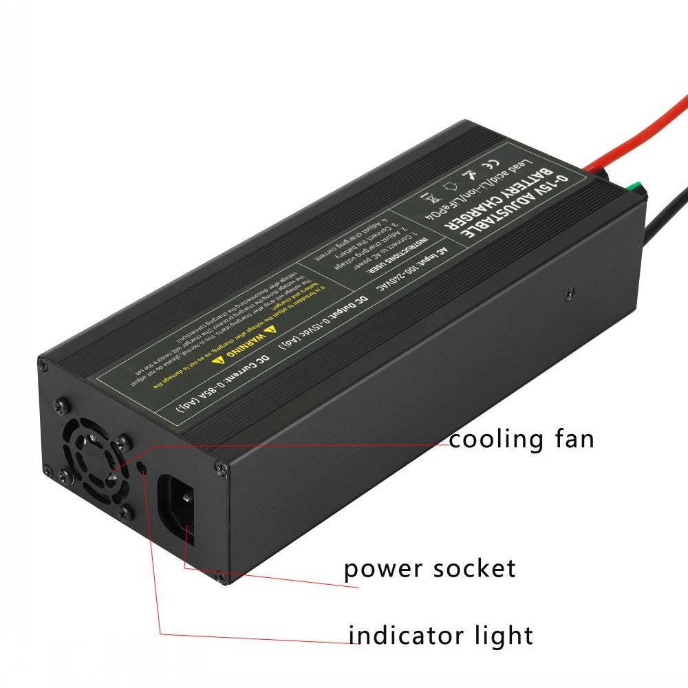 NOEIFEVO Einstellbarer Spannungs und Strombereich 0-15V 1-60A /85A Batterieladegerät , Kompatibel mit 3.7V 6V 12V Lithium, LiFePO4 und Blei-Säure-Batterien