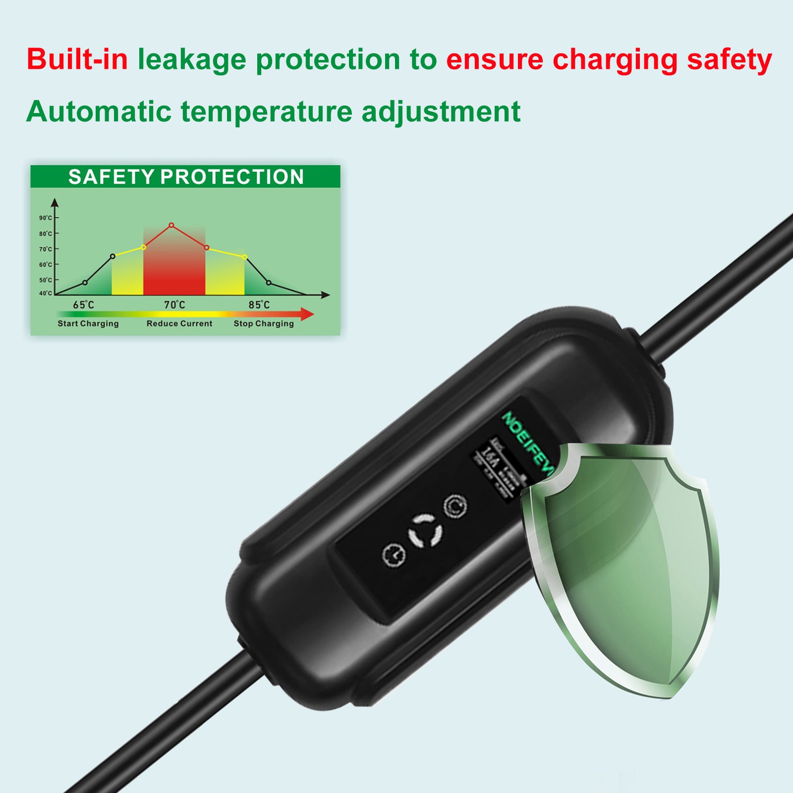 Noeifevo 3.6KW 16A Portable Type 2 EV Charger with Schuko,Electric Vehicle Charging Station Kit, Mobile EVSE Wallbox with 5 Meter Cable