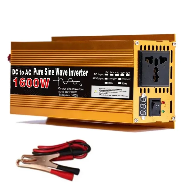 Power Inverter 24V till 220V Pure Sine Wave 800W/3000W DC till AC Bärbar spänningsomvandlare Bil Solar Power Inverter