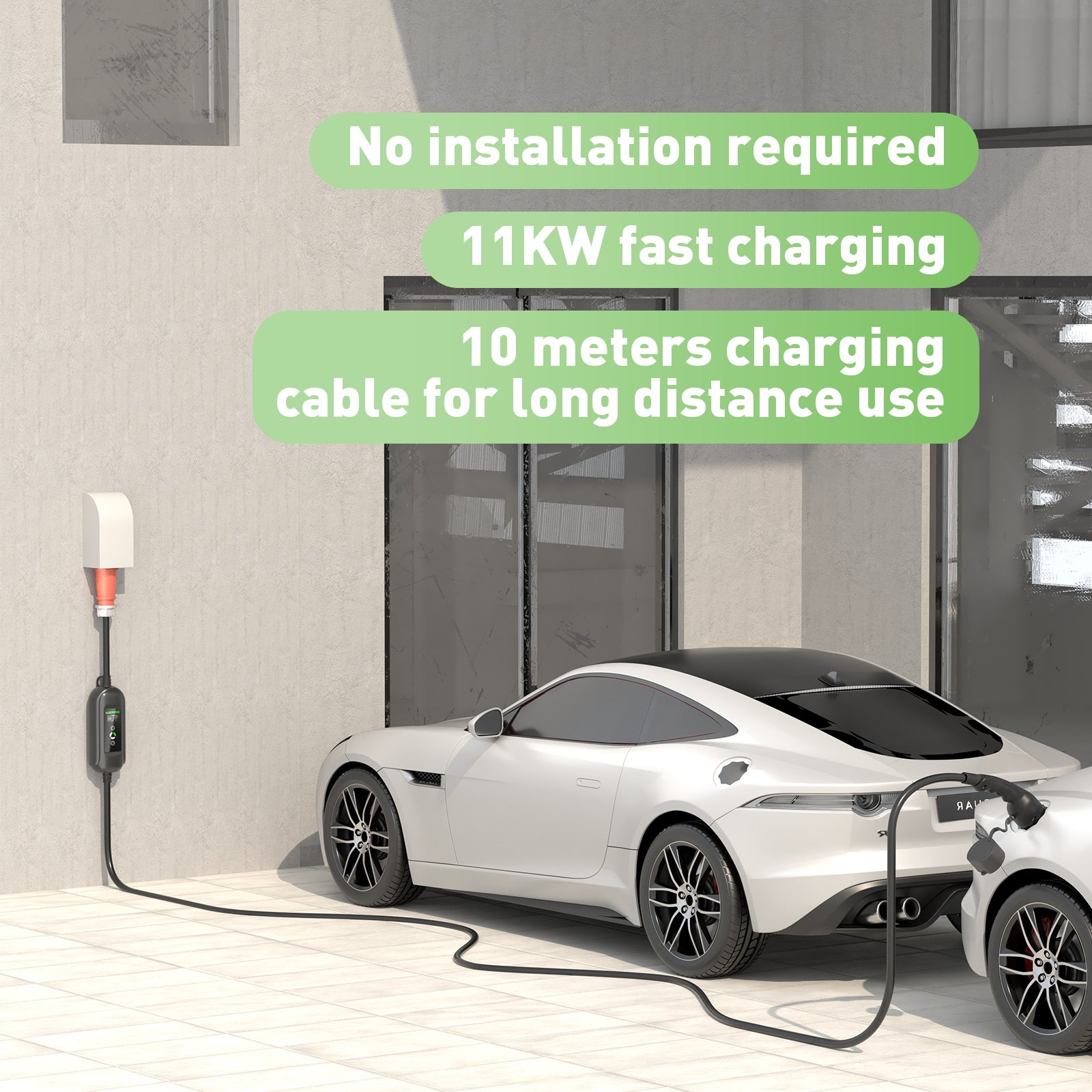 10Metros 11KW EV Estación de Carga, Tipo 2 16A 3 Fase EV Wallbox , CEE 16A Enchufe, Enchufe Schuko Para Viajes